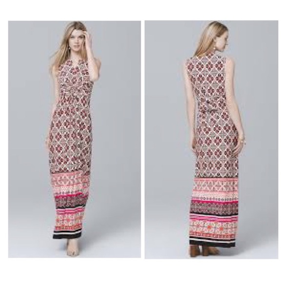 White House Black Market  Twist Detail Printed Knit Maxi Dress Size Small - Picture 11 of 11
